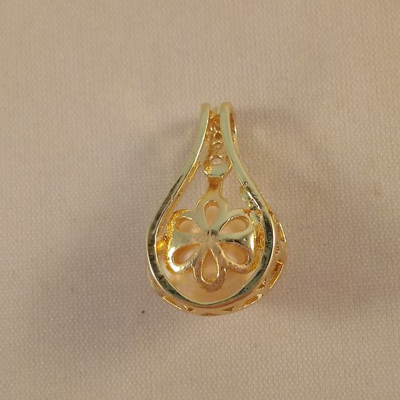 Gold 925 Silver Diamond Zircon Real White South Sea Pearl Necklace Pendant AAAAA - Picture 3 of 5